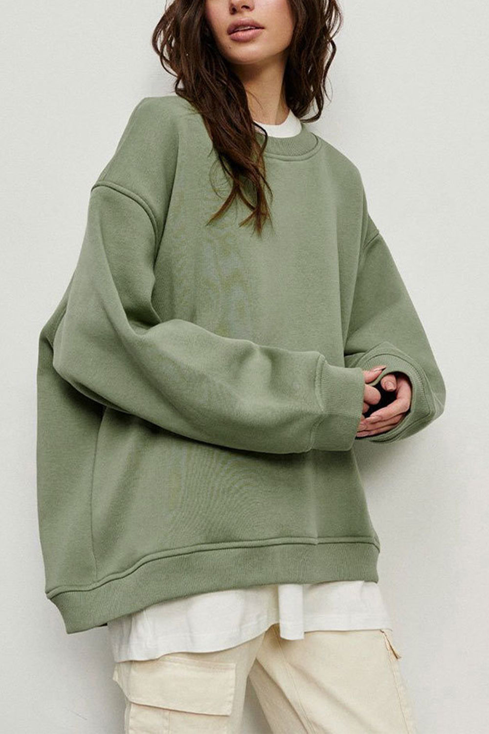 Oversize Round Neck Dropped Shoulder Sweatshirt