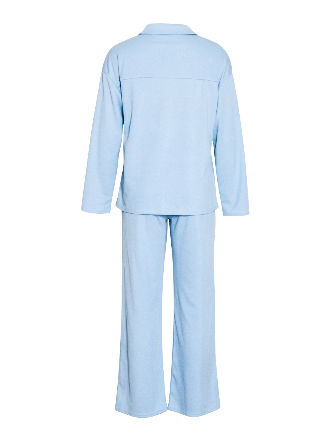 Collared Neck Long Sleeve Top and Drawstring Pants Set