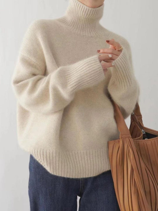 Turtleneck Dropped Shoulder Long Sleeve Sweater